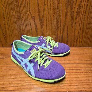 Onitsuka Tiger Rio Runner Shoes Purple synthetic suede White/Lime Green Size 7.5